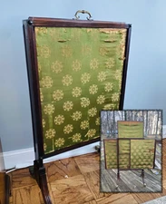 Victorian Antique Three Paneled Adjustable Fire Screen Dressing Boudoir Screen