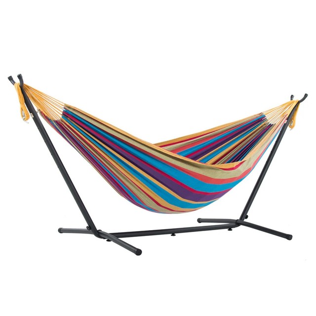 Vivere Double Hammock with Space-Saving Steel Stand