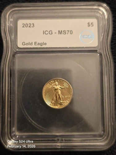 2023 $5 AMERICAN GOLD EAGLE ICG MS70 PERFECTION GUARANTEED!