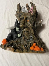 Vintage The Paper Magic  Haunted Tree Witch Pumpkins Owl Mold 17” Halloween