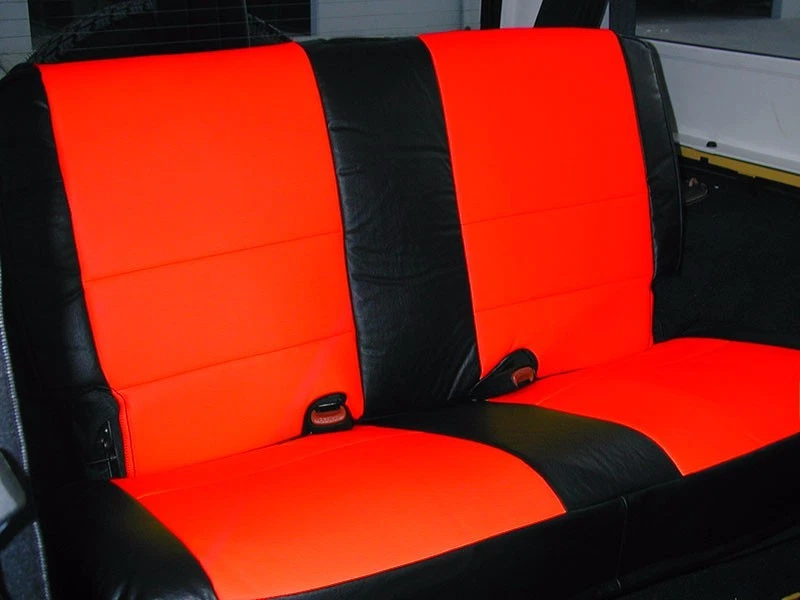 PARA JEEP WRANGLER TJ SAHARA S 2003-06 FUNDAS DE ASIENTO DE CUERO AJUSTE PERSONALIZADO NEGRO/ROJO Foto 2 de 4