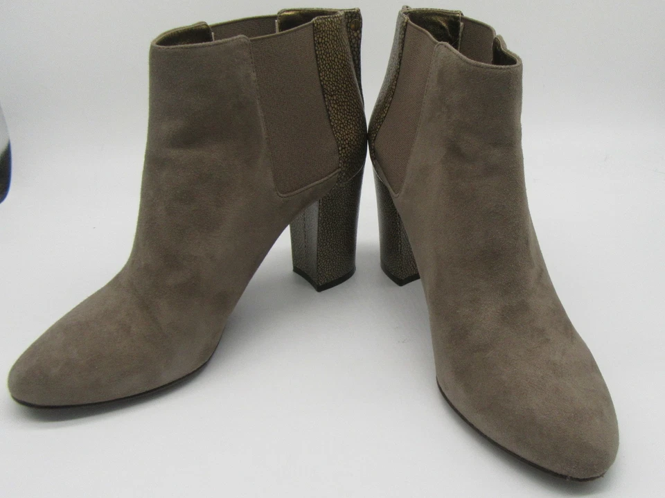 Botines de gamuza gris Lanvin con tacón bloque de cuero granulado talla 38 Foto 2 de 4