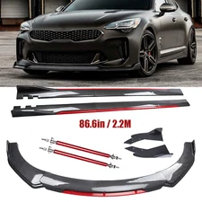 Front Bumper Lip Spoiler Splitter Side Skirt Carbon Fiber For Kia Stinger Forte