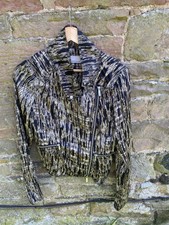 Karen Millen Wood Effect Biker Jacket Blazer Uk 10 Lightweight Summer Sc003