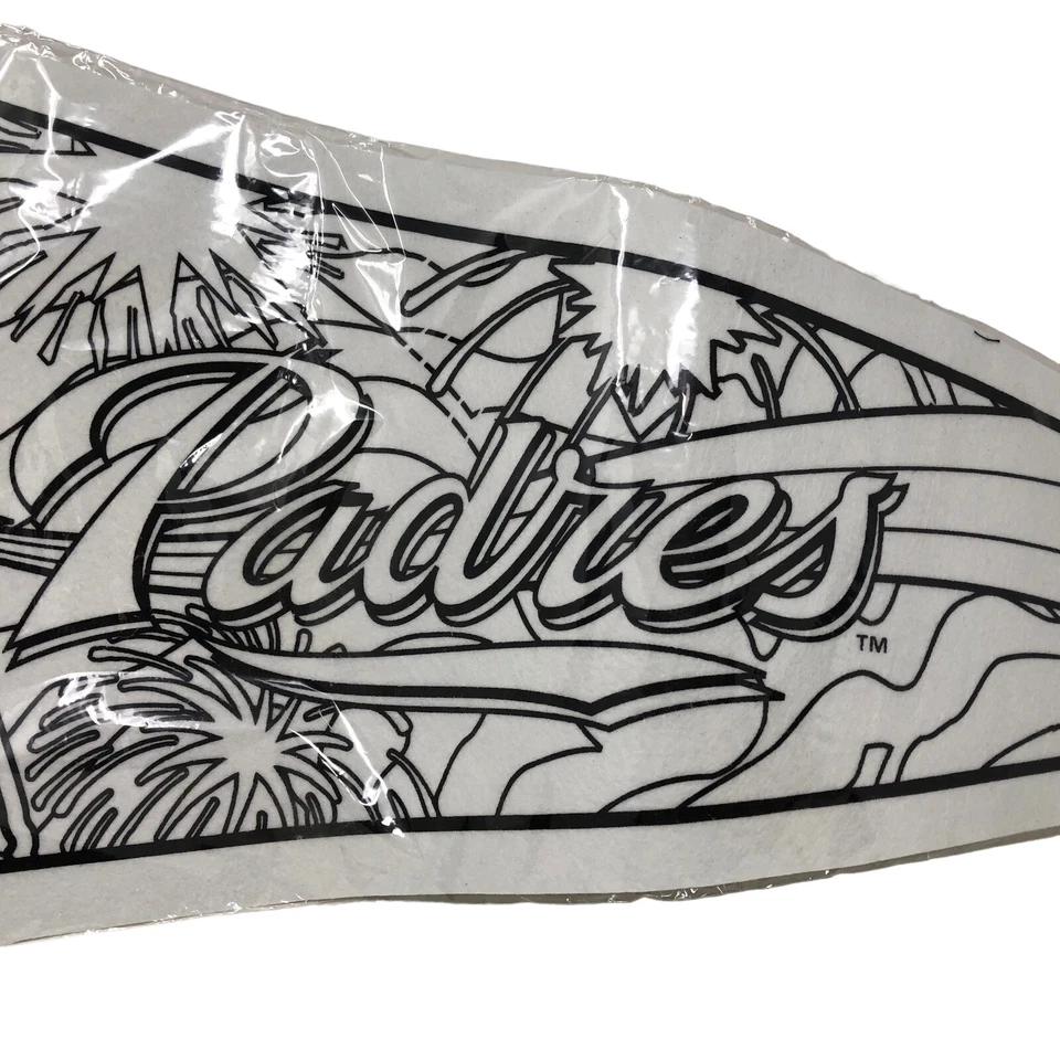 VTG MLB San Diego Padres Blank Pennant w/ Markers 29" SGA - Image 2 of 4