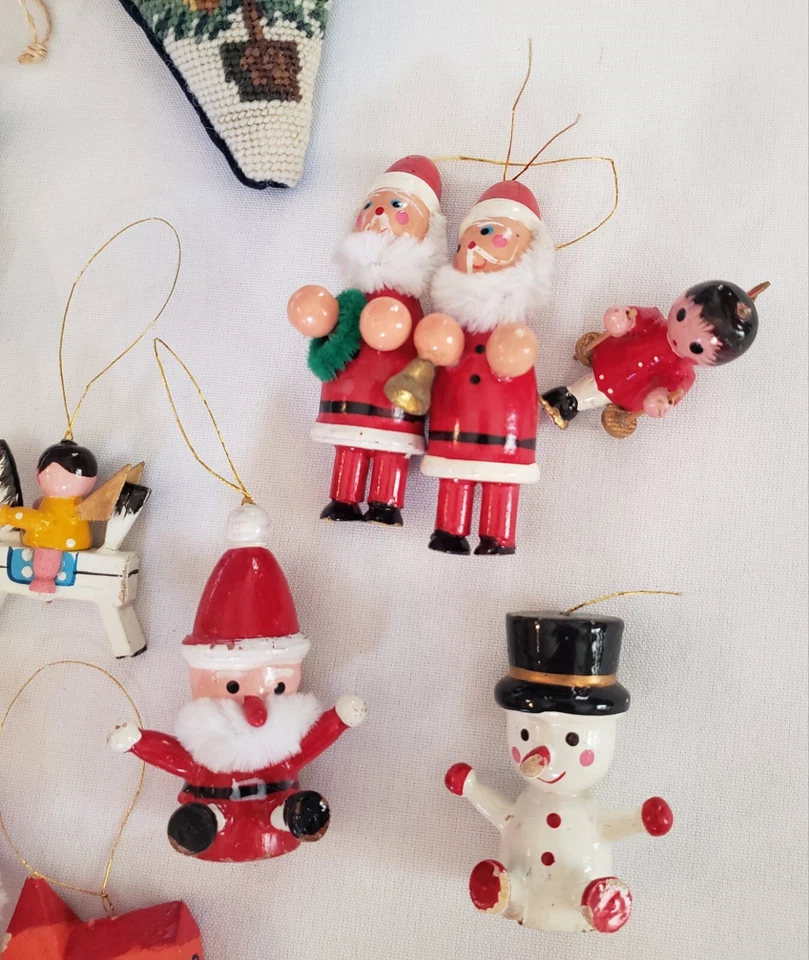 Lote Mixto Adornos Navidad De Colección Árbol Estrella de Papá Noel Muñeco de Nieve Madera  Foto 2 de 4
