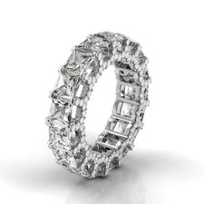 4.70ctw Princess Diamond U-Shape Pave Set Eternity Band in Platinum F-G/VS2