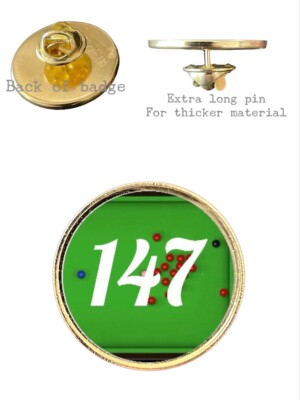 Snooker 147 Break 26mm Metal Lapel Domed Pin Badge