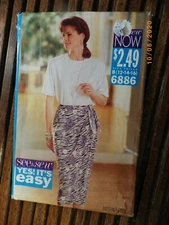 Butterick See & Sew Now Sewing Pattern 6886 Misses Top Skirt Sz 12-14-16 Uncut