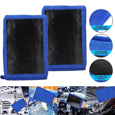 #ad #ad 2× Car Wash Gloves Microfiber Clay Bar Towel Detailing Cleaning Cloth Rag $7.02