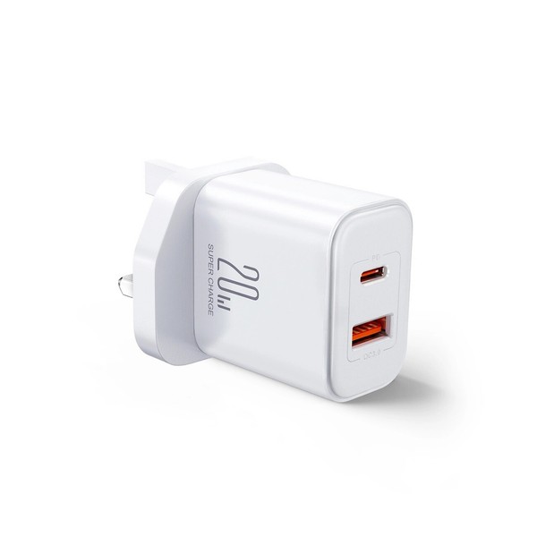 JR-TCF05 20W USB-A USB-C LadegeräT – Weiß WandladegeräT UK Joyroom Flashseries-image