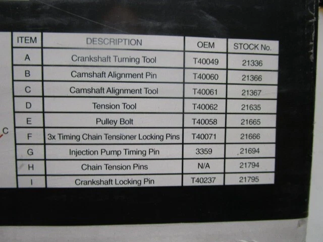 Draper Audi Porsche Volkswagen Engine Timing Kit ETK111 - 15328 SEALED BOX - Image 4 of 4