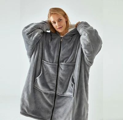 UNIBRAND Wide Loose Cozy Oversized Wearable Hoodie Sweatshirt Blanket Adults Men Women