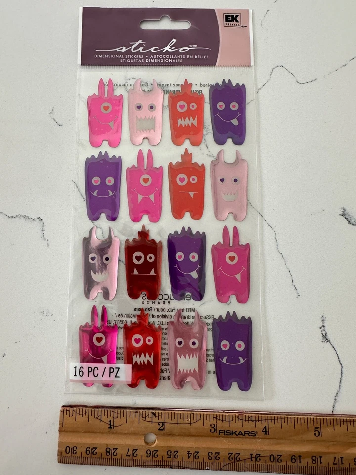 Sticko Autocollant 16 piezas Cara Divertida Multicolor Amor Monstruos Álbum de Recortes Artesanía Foto 2 de 4