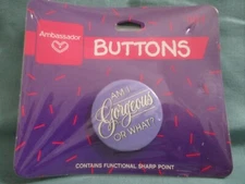 Ambassador 1 1/2" lapel pin "Am I Gorgeous or What?" NIP