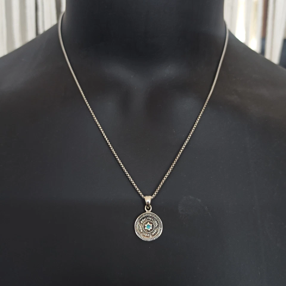 Collar Estrella de David Para Hombre Ópalo Platinado Plata 925 Alta Gama Caja de Regalo Foto 2 de 4
