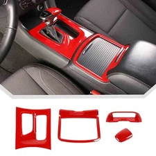 Red Center Consol Gear shifter Control transmission Covers For Dodge Charger 15+