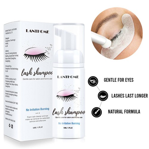 50ML Wimpernverlängerung Shampoo Wimpern+ Pinsel Set Augenlid-Reiniger schäumend - Bild 8 von 10