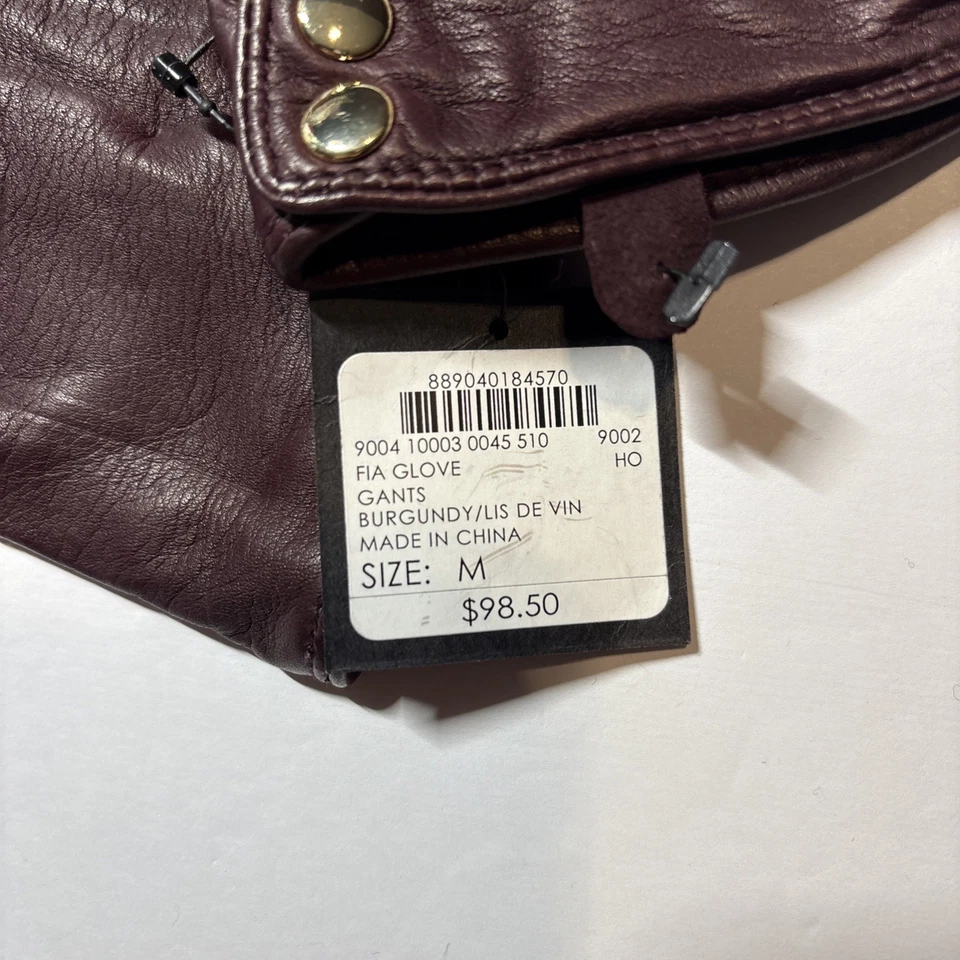 Guantes de cuero Club Monaco para mujer Fia borgoña talla M nuevos con etiquetas $98,50 Foto 3 de 4