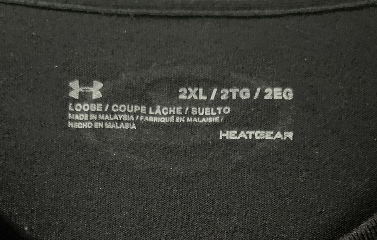 Under Armour Men Black T-Shirt Sz. 2XL Graphic Print “Freedom” Flag Short Sleeve thumbnail 2