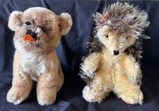 Vintage 5" Steiff Hedgehog "Joggi" Pug Dog "Mopsy" Mohair Germany-No Tags