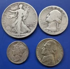 1943 Walking Liberty Half Dollar, Quarter, dime, nickel