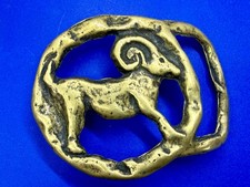 Aries Ram Zodiac Sign Astrology Horoscope Openwork Solid Brass Belt Buckle