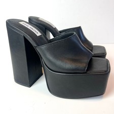 Steve Madden Trixie Black Leather Platform Sandals Y2K Style Size 8.5
