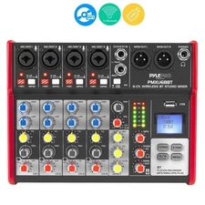 Pyle 6Ch Digital Mixer Pro Audio Bluetooth DJ Console & 3.49lbs Weight