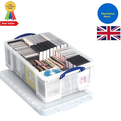 50 Liter Aufbewahrungsbox aus klarem Kunststoff - stapelbares Design für Organisation unter dem Bett