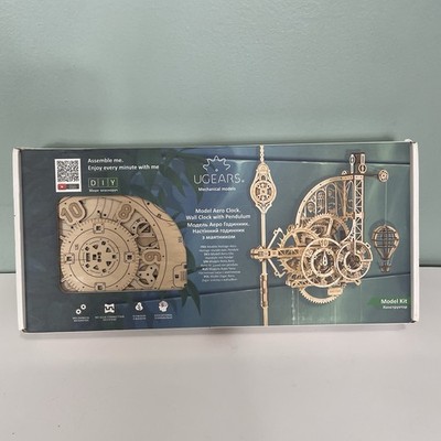 UGEARS Wood Model Kit Building Aero Clock 3D Wall Mechanical Pendulum DIY