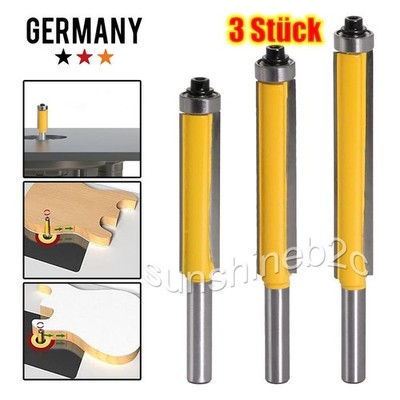 3 Stck 8mm Schaft Bündigfräser Kopierfräser Oberfräser Nutfräser Holzfräser