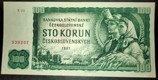 Alte Banknote f&uuml;r Sammler, "CESKOSLOVENSKA" - 100 KORUN 1961 - SERIE X24 - aUNC
