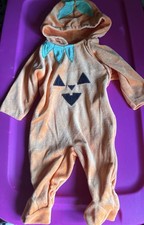 Pumpkin Hooded Footed Zip Front Halloween Costume 3-6 Months