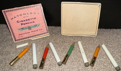 pencil cigarettes American Pencil Co. Art Deco late 1920’s Matchless Cigarette Pencils (4  Pencils)