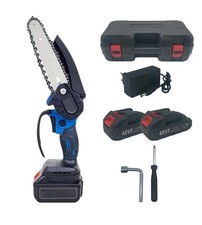 MINI MOTOSEGA A 2 BATTERIE CON 2 LAME DA 6 E 8 POLLICI RICARICABILE LAMA SEGA