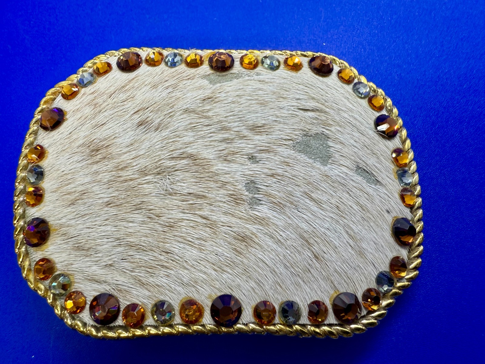 Multi-Colored Rhinestone Border Surrounding Cowhi… - image 3