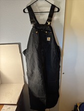 Carhartt Dungarees Adult 44x28 Black Overalls Double Knee Bib Duck Canvas Mens 