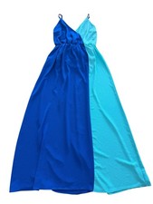 Anthropologie She + Sky Color Block Maxi Dress Coastal Beach Something Blue Sz S