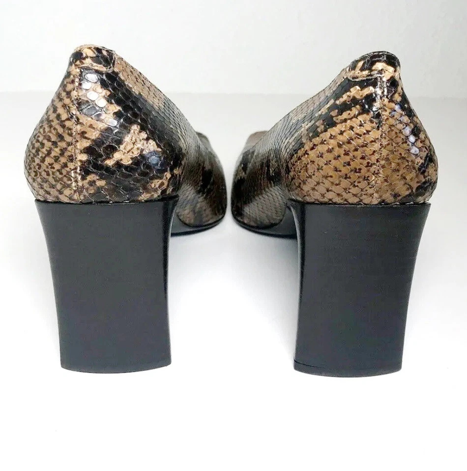 Tacones sin cordones vintage Via Spiga talla 7,5 M cuero PIEL DE SERPIENTE MARRÓN Foto 3 de 4