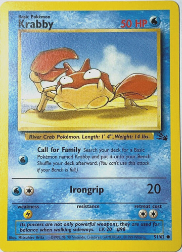 Krabby 51/62 Fossil Pokemon Card | eBay