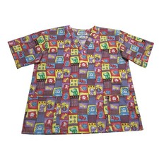 Natural Uniforms Natural Prints Dog Theme  Short Sleeve Scrubs Top  Women  s S