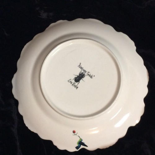 Anthropologie Lou Rota Nature Table Hummingbirds 9" Dessert Salad Plate Yellow - Picture 5 of 6