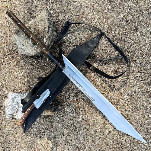 36" Long Handle Machete Handmade Viking Axe High Carbonsteel Handle Rosewood - Picture 11 of 11