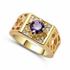 Size 7 Purple Amethyst 18K yellow Gold Filled Engagement Fashion Jewelry Ring