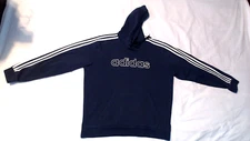 Adidas Large Navy Essentials Spellout 3-Stripes Men's Pullover Hoodie FM5749