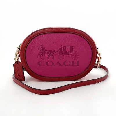 COACH Shoulder Bag clutch bag C5777 leather pink/Brown Orange Women