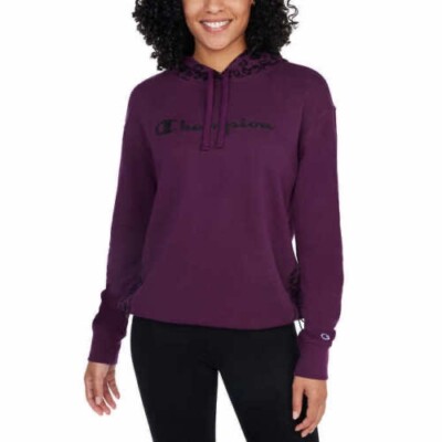 Champion Ladie's Color Block Hoodie Sweatshirt Plum Size-M