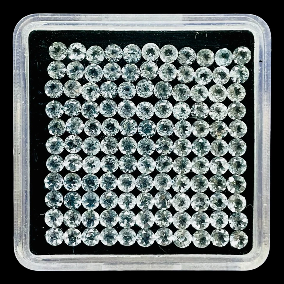 Lote de 50 piedras preciosas sueltas calibradas corte redondo 3 mm topacio blanco natural VVS Foto 2 de 4