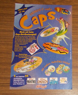 Seltene Werbung Kellogg's FROSTIES Wackelbild Pogs Fun Caps Slammer 1996